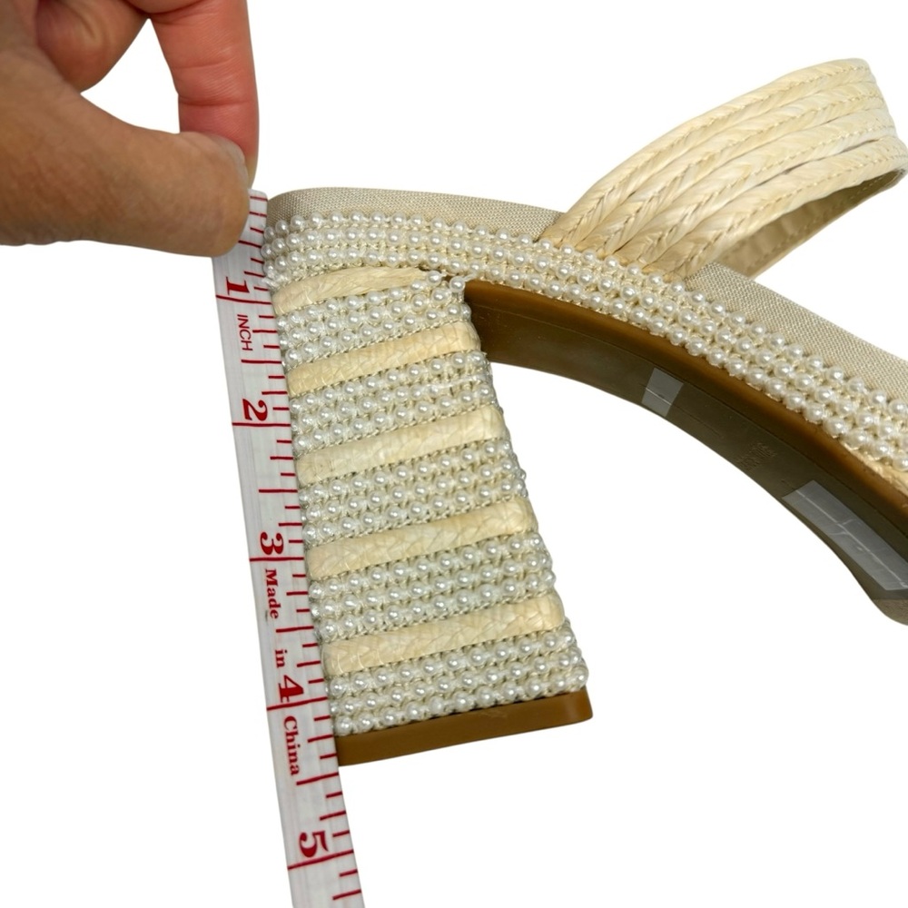 Dolce Vita Cream Braided Pearl-Trim Block Heel Sandal - Picture 14 of 14